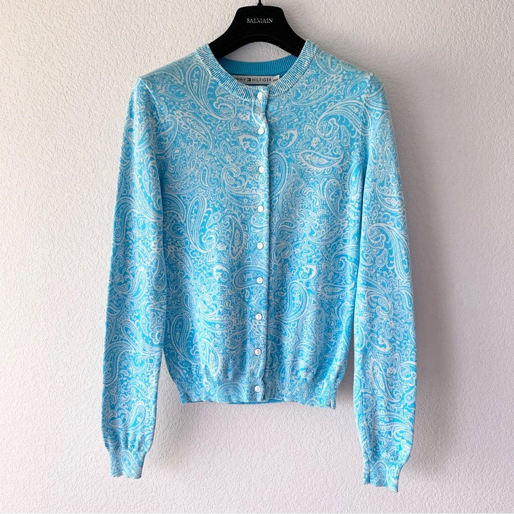Vintage Tommy Hilfiger paisley button cardigan sweater